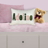 Personalized Pillow for Girls - Soft Pinks and Forest Green Applique