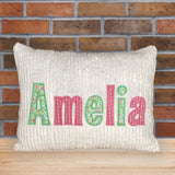 Personalized Soft Pink And Spring Green Name Pillow For Girls