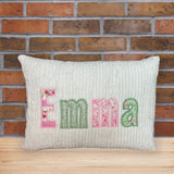 Pink And Green floral Name Pillow For Girls