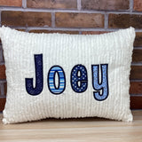 Personalized Navy and Blue Name Pillow for Boys