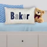 Personalized Name Pillow - Navy And Gray Applique
