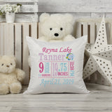 Personalized Birth Statistics Pillow - Embroidered Fish Design