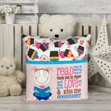 Girl Reading Pillow With Embroidered Pocket