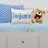 Personalized Light Blue Applique Pillow For Kids