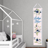 Personalized Navy and Blush Floral Growth Chart