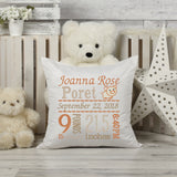 Personalized Birth Statistics Pillow -Embroidered Baby Pig Design