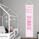 Personalized Growth Chart- Pink Chevron Design