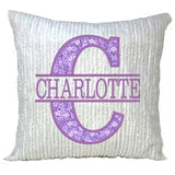 Personalized Purple Applique Throw Pillow for Girl