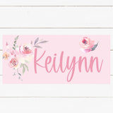 Personalized Name Sign - Pink Floral Watercolor
