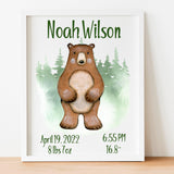 Woodland Animals Birth Statistics Wall Art - Printable
