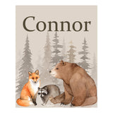 Personalized Woodland Animals Wall Art For Boys