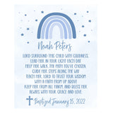 Baptism Wall Art - Personalized Blue Rainbow Keepsake