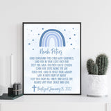 Baptism Wall Art - Personalized Blue Rainbow Keepsake