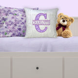 Personalized Purple Applique Throw Pillow for Girl