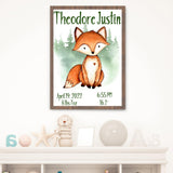 Woodland Animals Birth Statistics -Woodland Animals - Wall Art - Printable