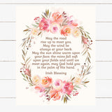 Irish Blessing Wall Décor - Pink Blush Watercolor Floral Keepsake