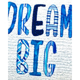 Dream Big Embroidered Throw Pillow - Blue