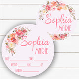 Birth Stat Sign - Pink floral