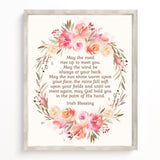 Irish Blessing Wall Décor - Pink Blush Watercolor Floral Keepsake