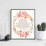 Irish Blessing Wall Décor - Pink Blush Watercolor Floral Keepsake