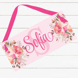 Personalized Name Sign - Pink Floral For Girl