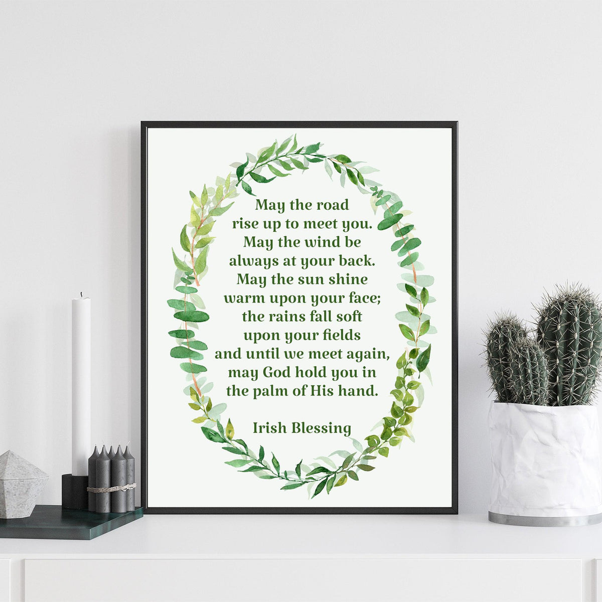 Irish Blessing Wall Décor - Watercolor Greenery Keepsake –