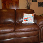 Fox reading pillow, embroided design with pocket