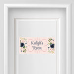 Personalized Name Sign - Girl Design - Navy and Blush Floral
