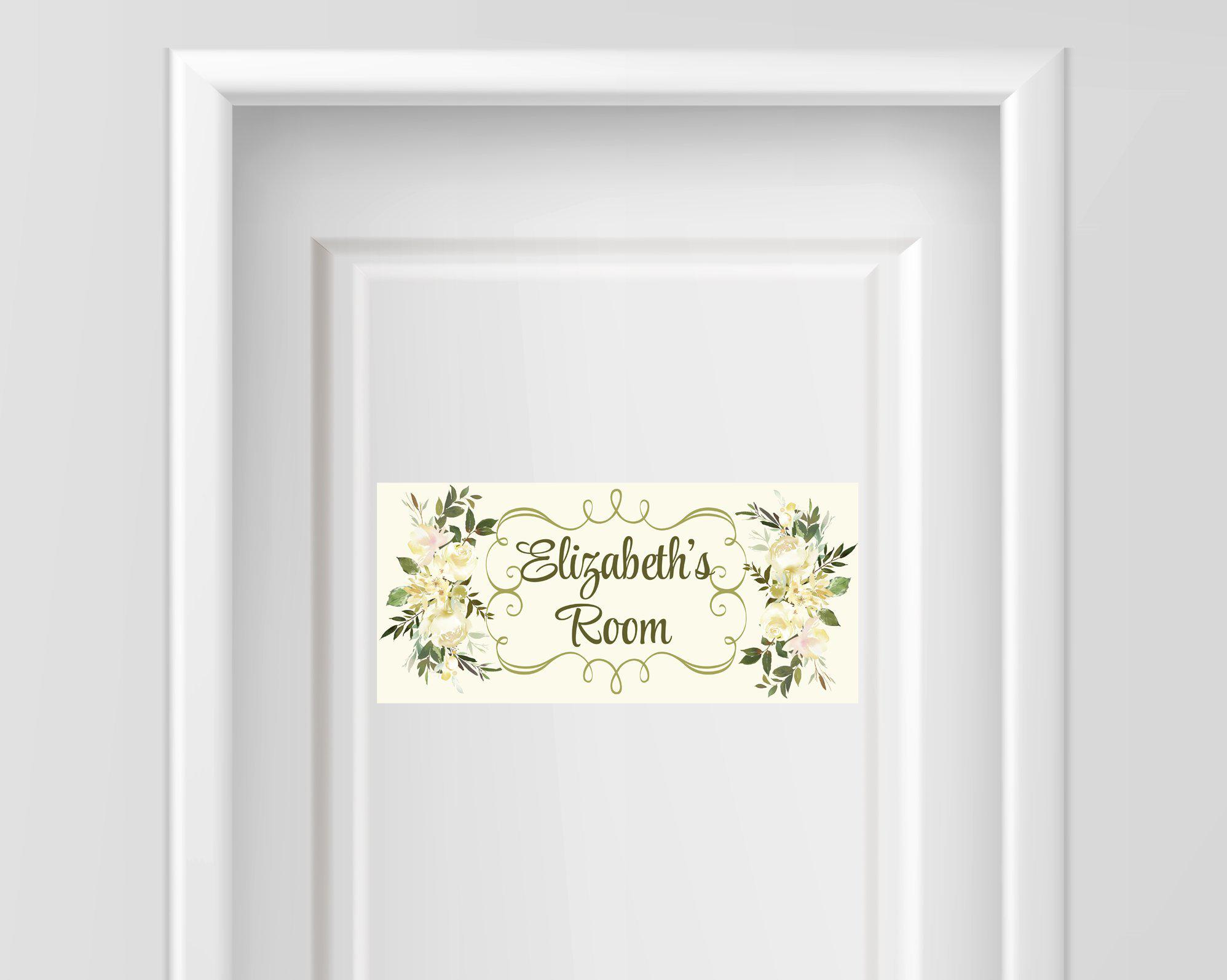 Personalized Name Sign - Girl Design - Olive and Cream Floral
