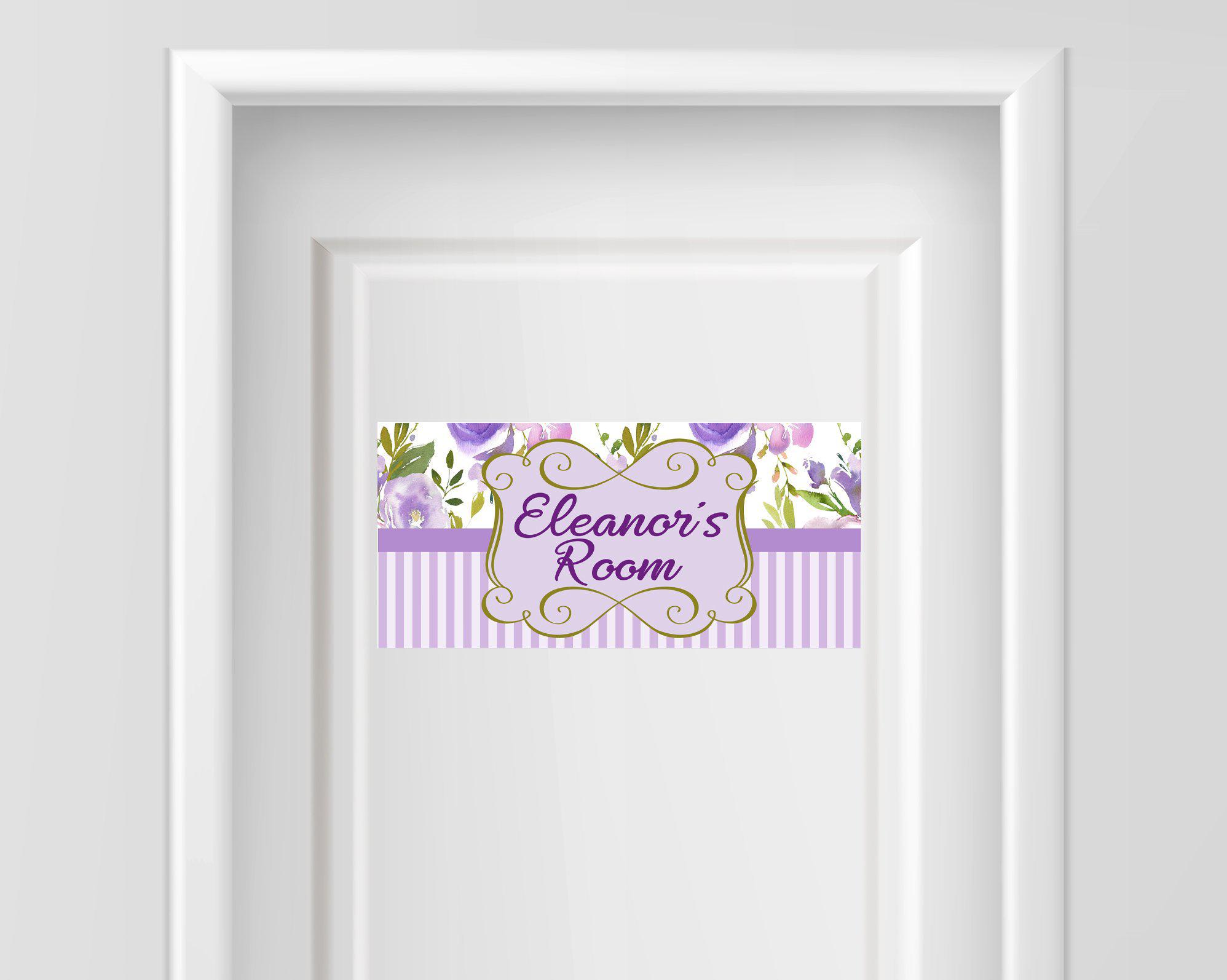 Personalized Name Sign - Purple, Lavender Floral Design