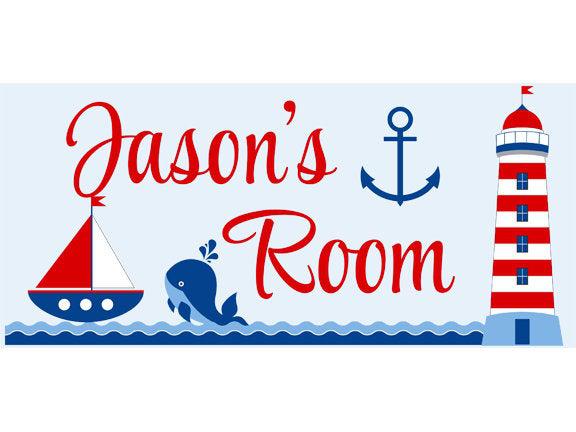 Personalized Name Sign - Boy Design - Nautical Theme