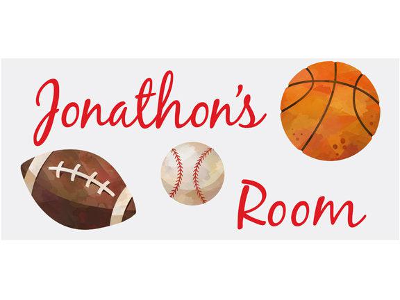 Personalized Name Sign - Boy Design - Sports Theme