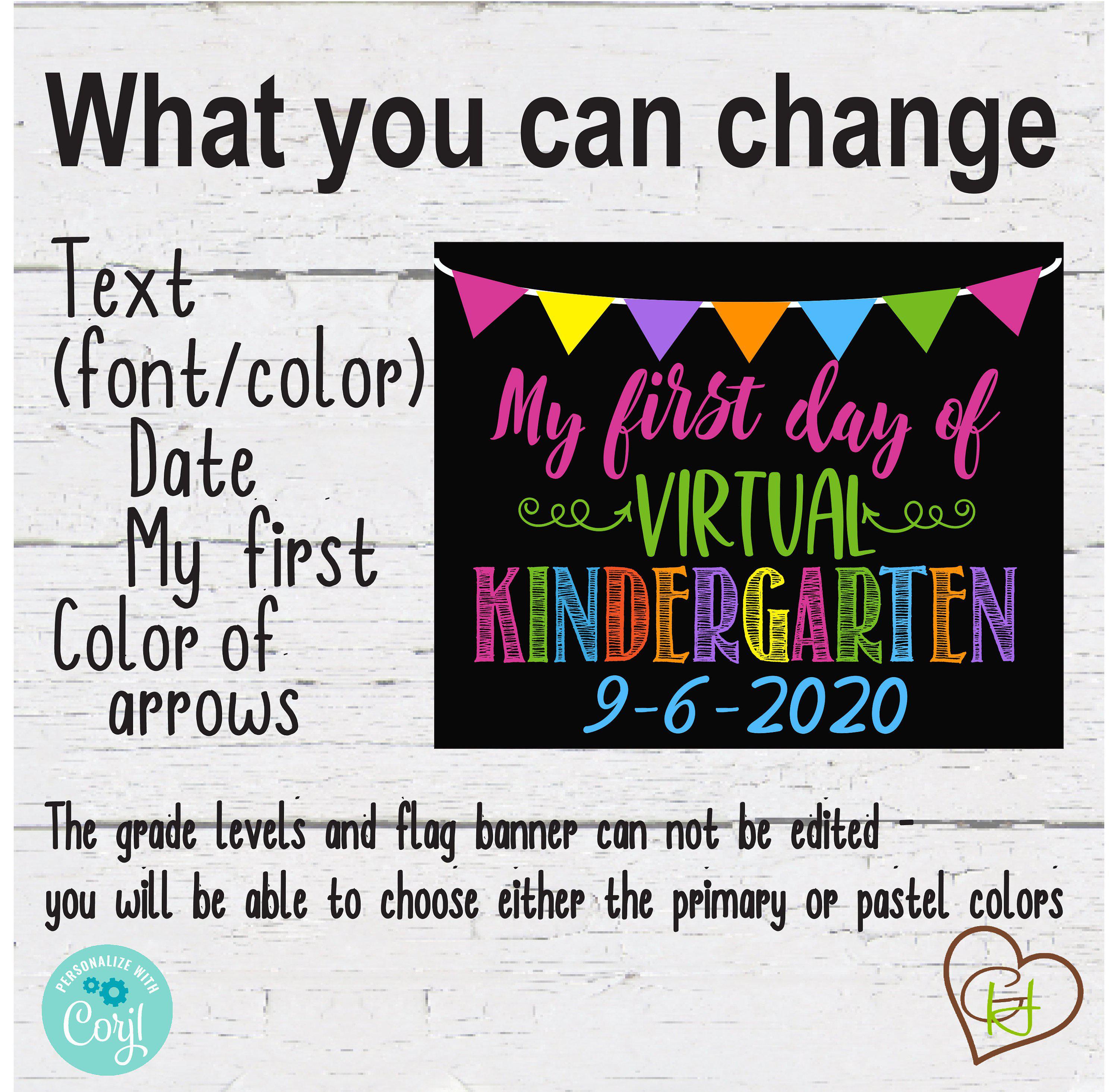 First Day of Virtual School - Editable