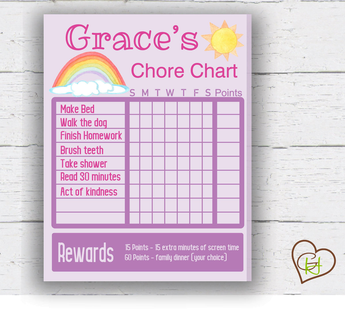 Printable Rainbow Chore Chart - Printable