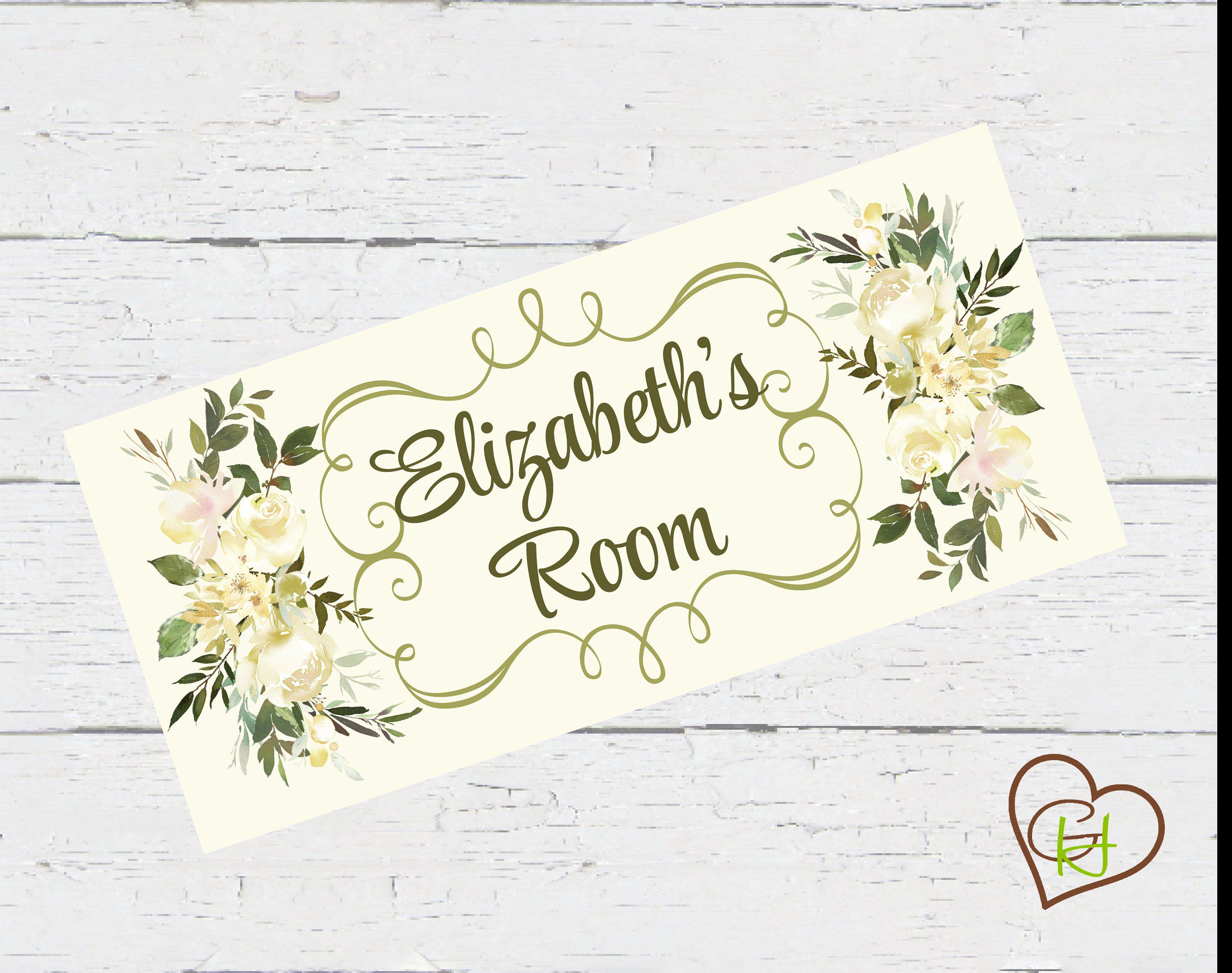 Personalized Name Sign - Girl Design - Olive and Cream Floral