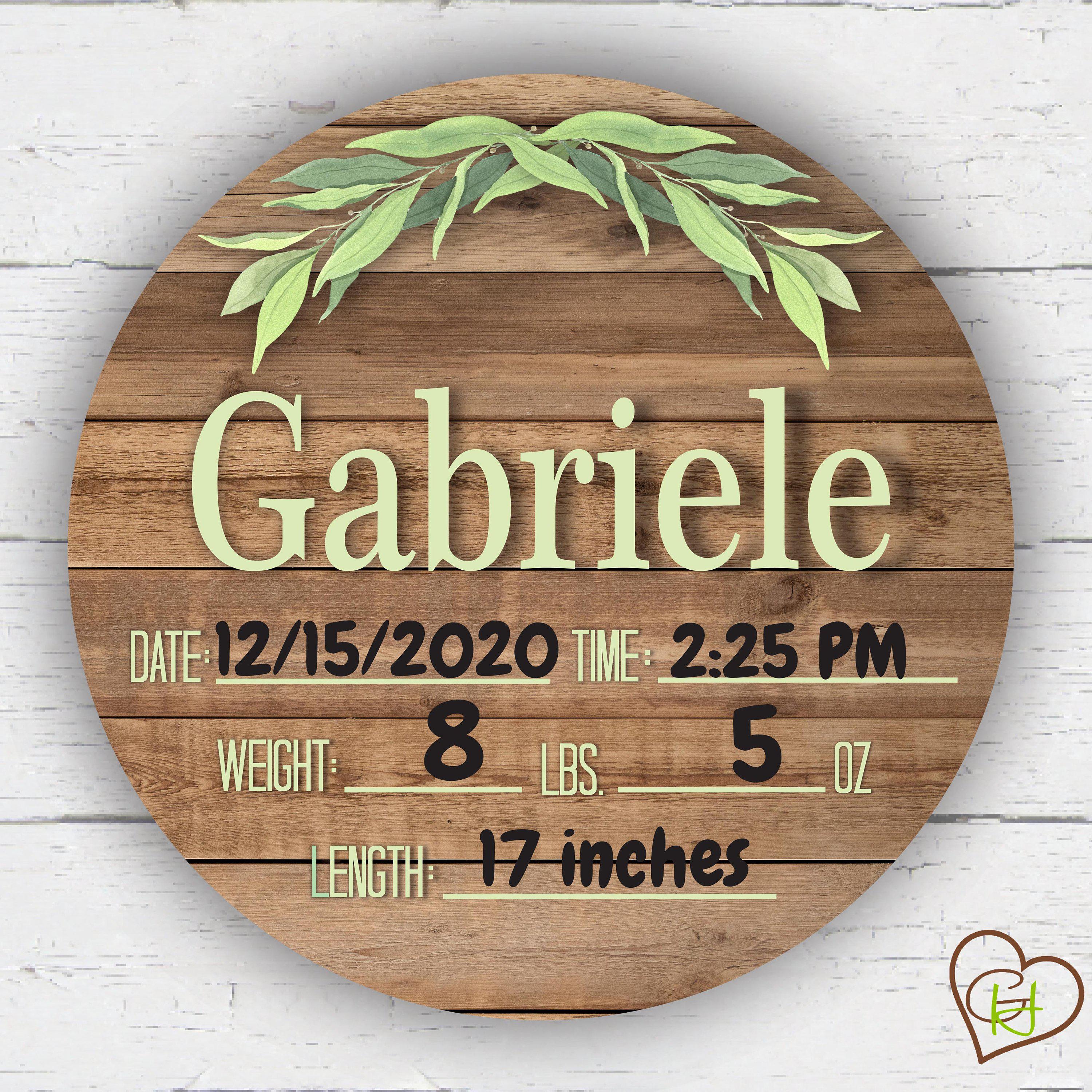 Birth Stat Sign - wood design with greenery