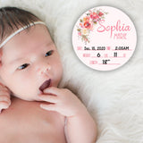 Birth Stat Sign - Pink floral