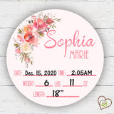 Birth Stat Sign - Pink floral