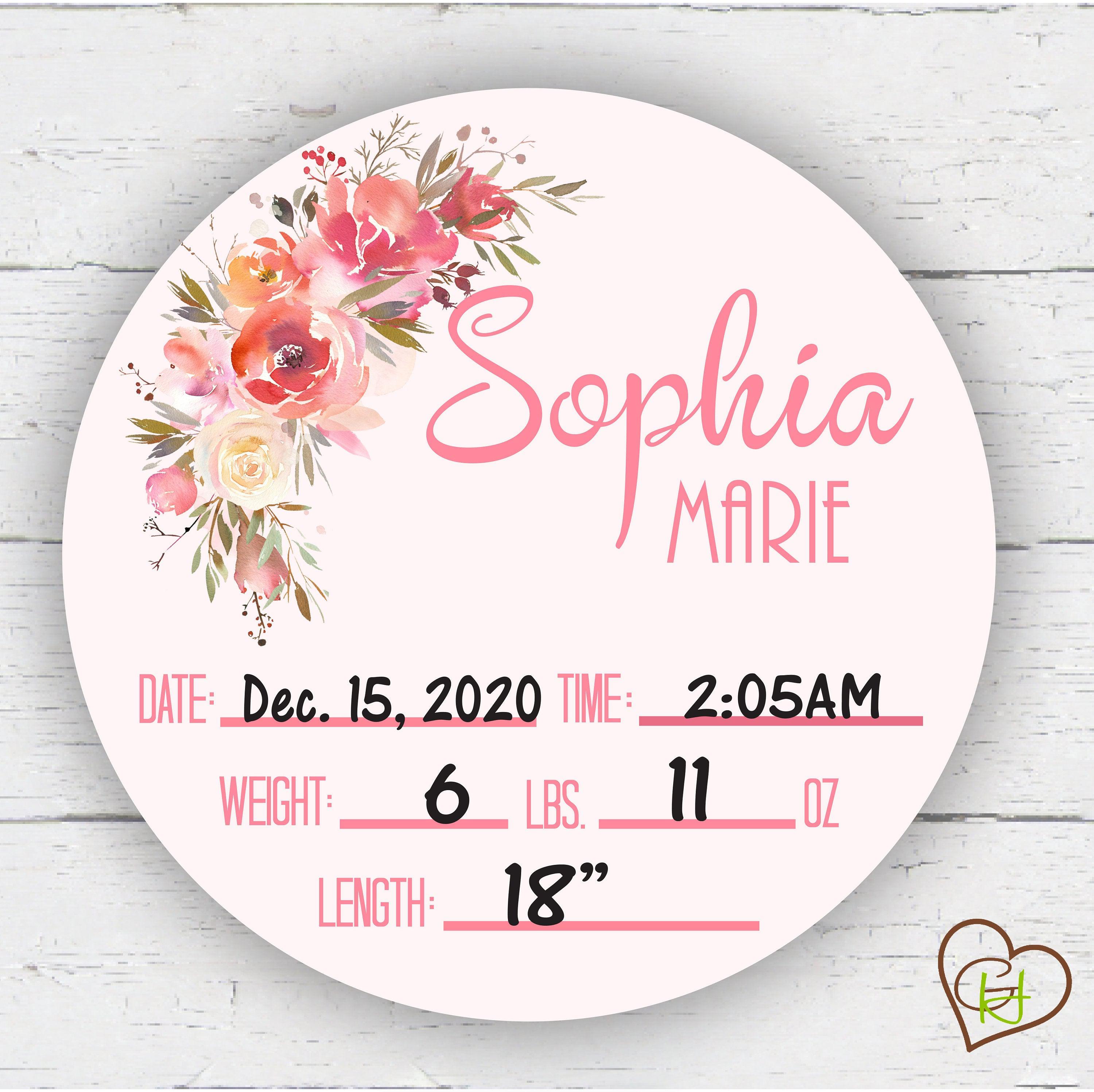 Birth Stat Sign - Pink floral