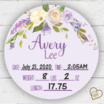 Birth Stat Sign - Lilac/Lavender/Purple Floral