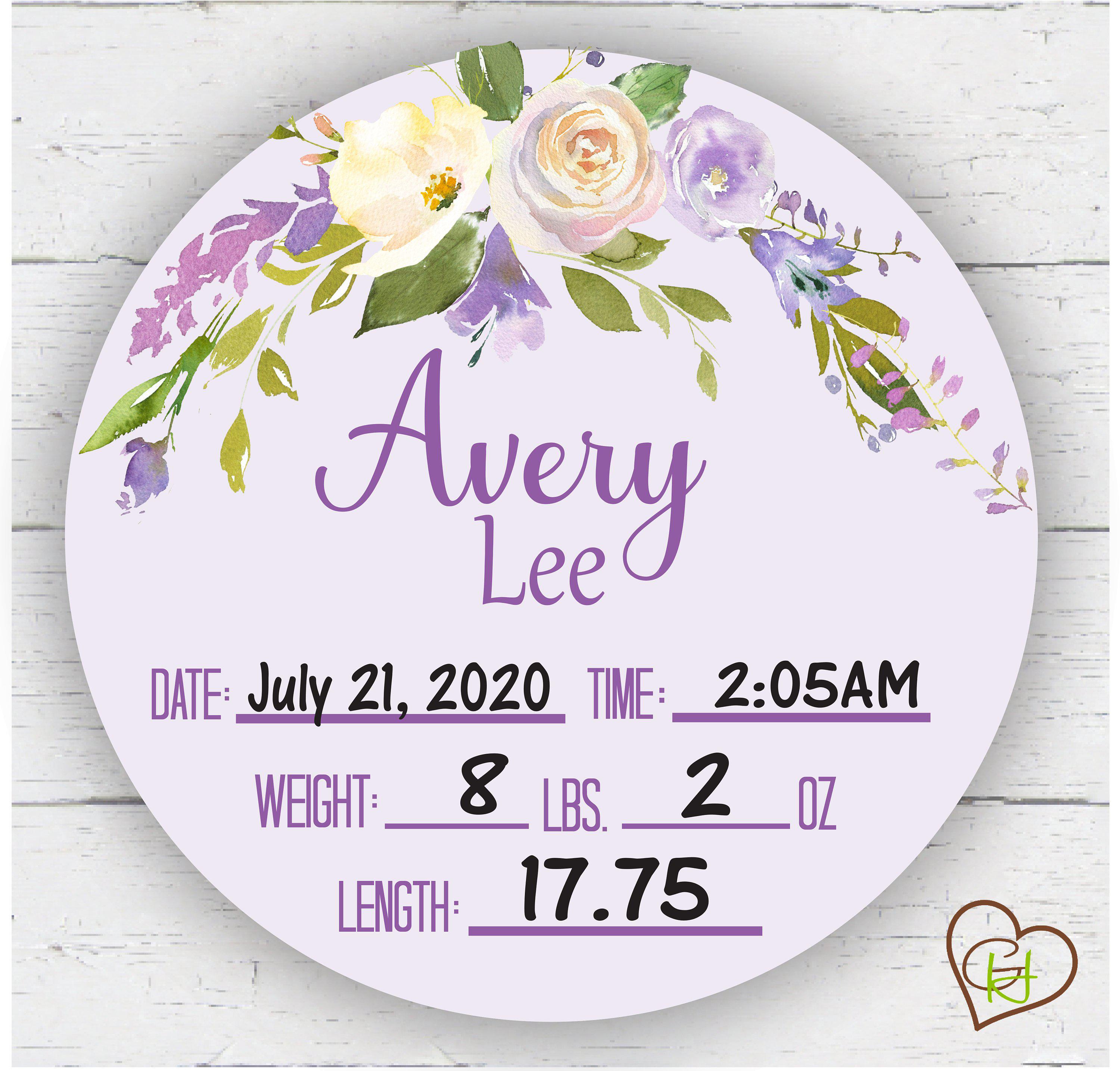 Birth Stat Sign - Lilac/Lavender/Purple Floral