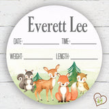 Woodland Animals Birth Stat Sign