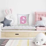 Personalized Pink Floral Applique Name Pillow for Girl