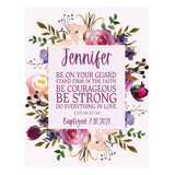 Baptism Wall Décor - Personalized Purple Floral Keepsake For Girls