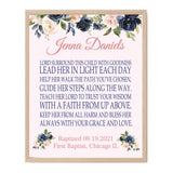 Baptism Wall Décor - Personalized Navy and Blush Floral Keepsake For Girls