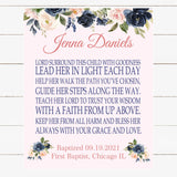 Baptism Wall Décor - Personalized Navy and Blush Floral Keepsake For Girls