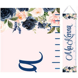 Personalized Navy and Blush Floral Growth Chart