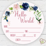 Birth Stat Sign - Navy and Blush Floral - Peronalized
