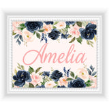 Personalized Navy and Blush Wall Decor