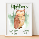 Woodland Animals Birth Statistics Wall Art - Printable